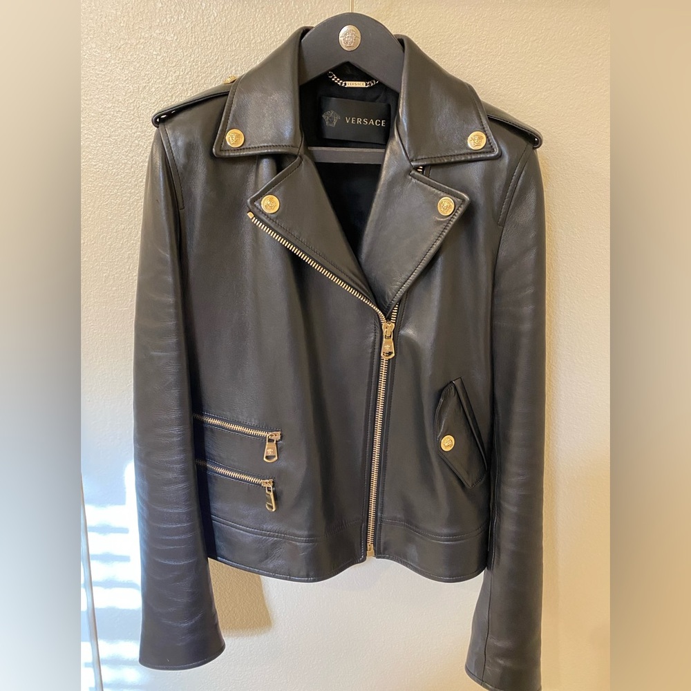 Versace leather bike jacket